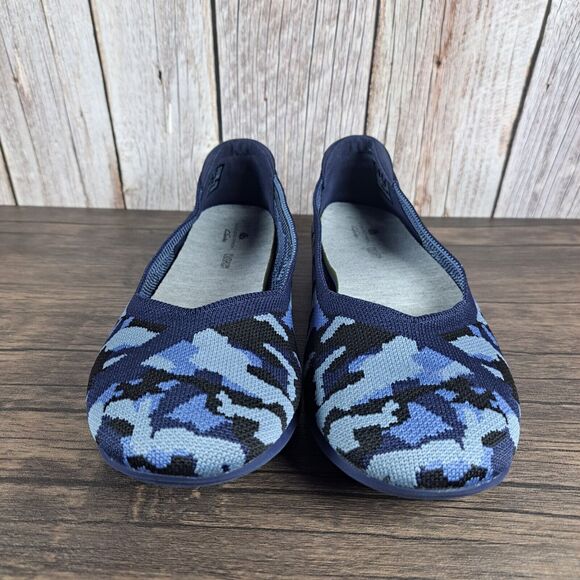 Clarks Cloudsteppers Carly Wish Camo Ballet Flats Women's Wide Sz 8 W Blue Camo - Picture 2 of 8